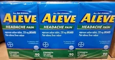 (3) Aleve Headache Pain 90 Tablets Exp*see Photo. 270ct Total Save Naproxen