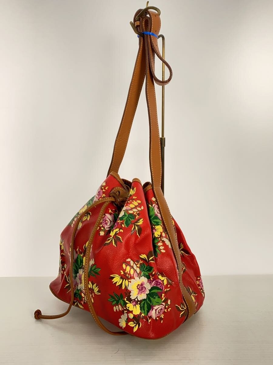 KENZO Shoulder Bag Leather RED Floral Pattern View 2