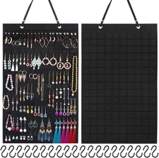 Caffox Hanging Earring Holder, Large Organizer with 20Pcs Extra Black 