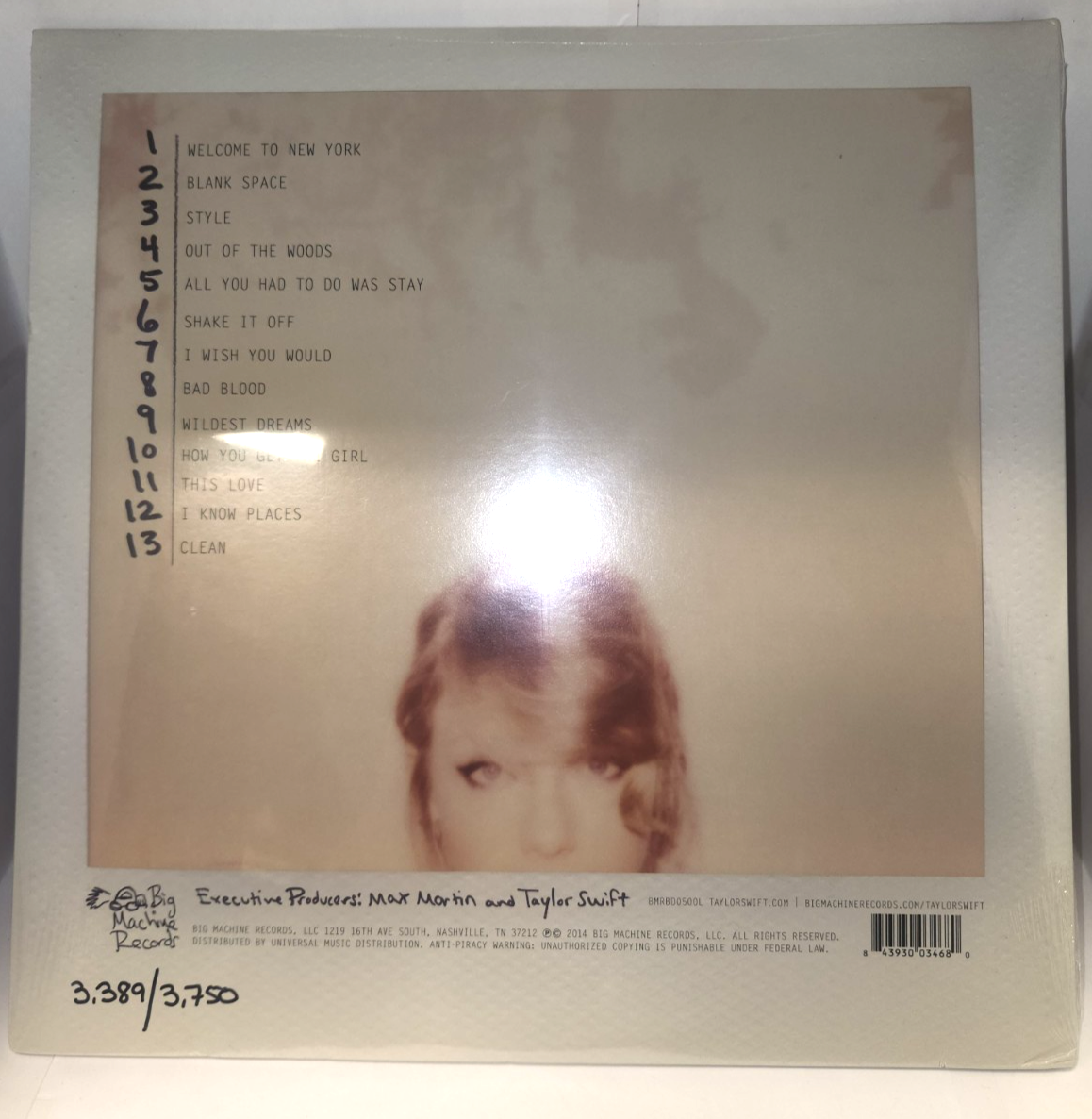 Taylor Swift 1989 RSD Pink Crystal Clear Vinyl US HAND NUMBERED