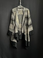 Boheme leichte Strickjacke Leinenmischung grau Streifenmuster Größe 2 (M-L)