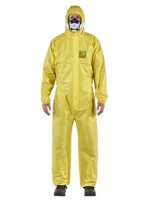 Qty 25 - Hazmat Coveralls Hood Bound Seam Yellow Ansell Alphatec 2300 Plus 4XL