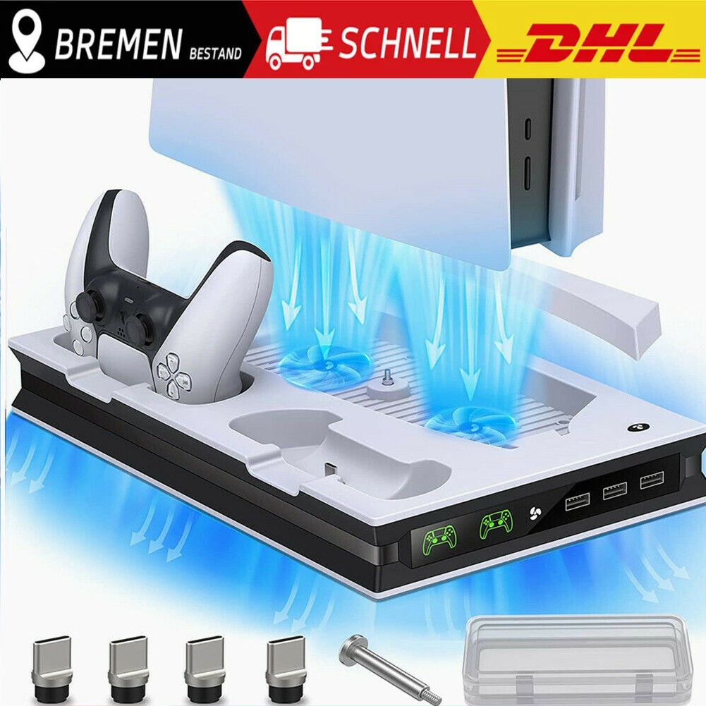 PS5 Controller Dual Ladestation mit Lüfter PS5 Standfuß Kühler für PlayStation 5