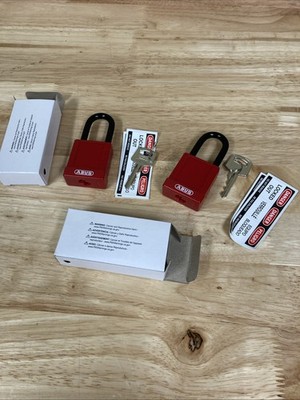 2 Pack ABUS 74/40 Lockout Lock Red With One Key New