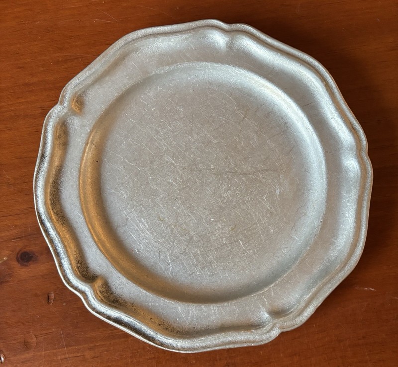 Vintage 1980’s Pewter Plate  Scalloped Edges  7 - 1/2 Inch