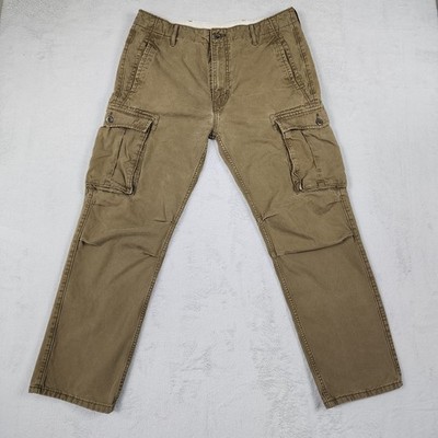 Levi Cargo Pants Men's 34x29 (tag 33x32) Relaxed Dark Khaki Articulated Knees
