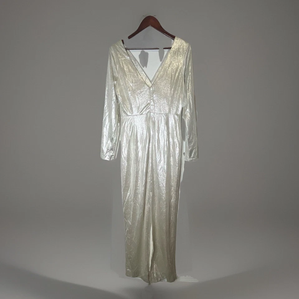 Nuevo con etiquetas Vestido Eliza J Metálico Plateado Imitación Envolvente Talla 14 Nuevo Estado Fiesta Foto 2 de 4