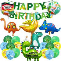 Dazzjoy Luftballons Dino Geburtstag Deko Set, Happy Birthday Girlande Dino