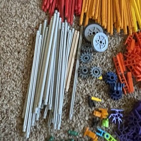 Lot Vintage 1992 K'NEX Yellow Box Hard KNEX Carrying Case w/ 400+ Pieces