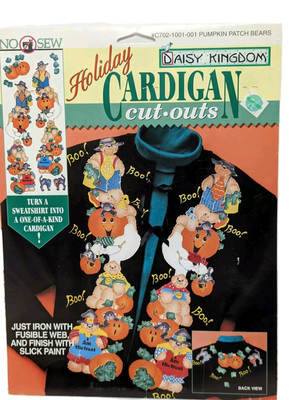 Daisy Kingdom Applique Cardigan Cut Outs Pumpkin Patch Bears