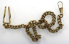 Unisex Stainless Shiny Gold Pocket Watch Replacement Chain Fob 15 1/2 Inch