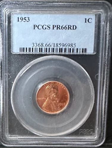1953 PROOF LINCOLN WHEAT CENT PCGS PR66RD