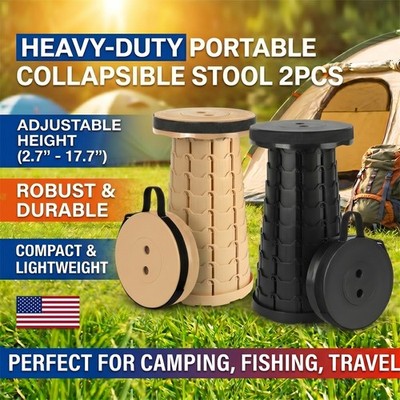 2PCS  Collapsible Stool Portable Camping Chair 400LBS Load Bearing Adult Outdoor