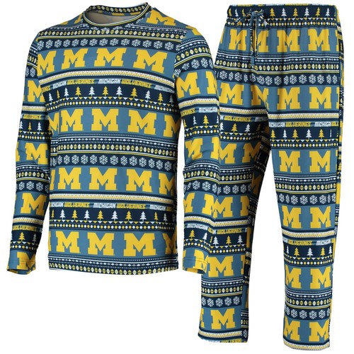 Men's Concepts Sport Navy Michigan Wolverines Ugly Sweater Knit Long Sleeve Top