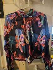 Hurley Long Sleeve Pull Over Crop top UPF 50 Rash Guard Size Large