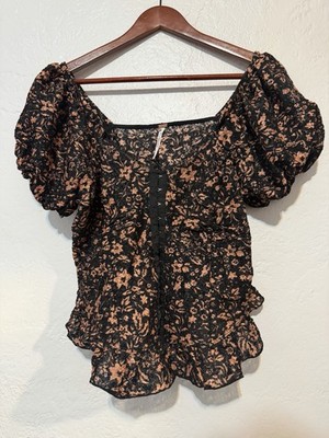 NWOT Free People Women's Oh Baby Top In Black Combo Size XL