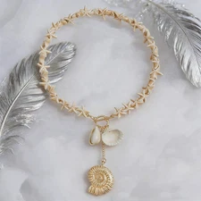 Boho Sea Star Chain Conch Shell Pendant Fashion Ocean Style Choker Necklace