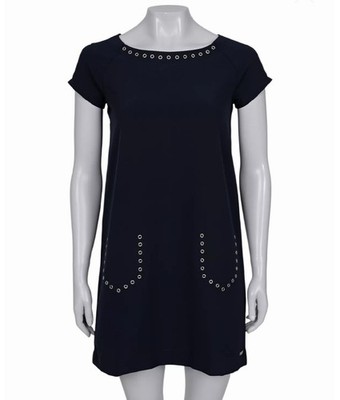 Jean Paul Gaultier Shift Dress - Eyelet Detail - Blue Designer Mini - UK16 XXL