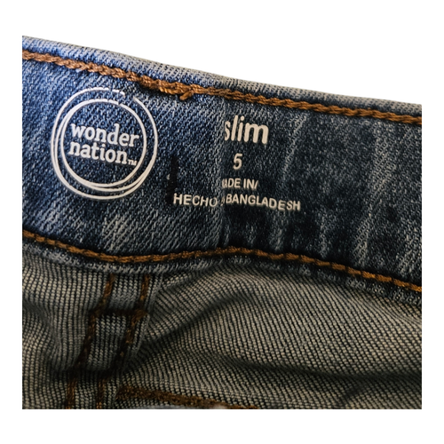 Wonder Nation Kids Size 5 Slim Ripped Blue Jeans - Picture 3 of 11