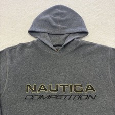 Nautica Competition Vintage Fleece Pullover Hoodie XL Gray