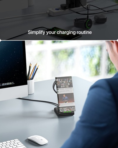 Wireless Charger,Wireless Charging Station for Samsung Galaxy Phone/Watch/Bud... - Picture 2 of 9