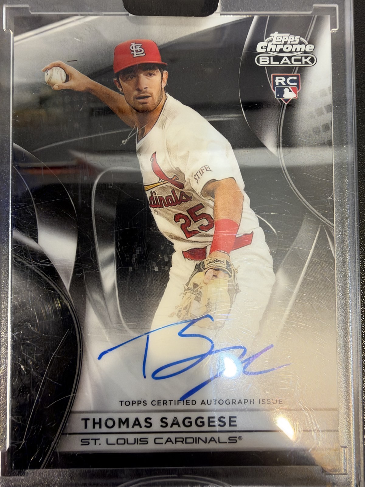2025 Topps Chrome Black Thomas Saggese RC Auto CBA-TSA St. Louis Cardinals