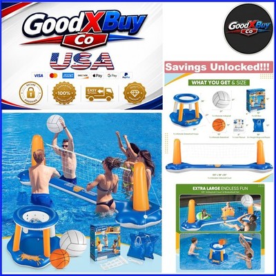 125'' Pool Volleyball & Basketball Set with Balls & Weight Bags for Adults & Kids