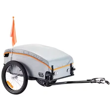 Bike Cargo Trailer 100 Lbs. 3.27 Cu. Ft. Metal Garden Cart W/Hitch, Waterproof C