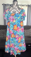 Hilo Hattie VTG Hawaiian muumuu Tropical Floral Print Maxi dress Sz XL Aloha