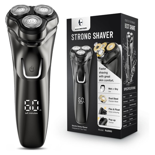 Electric Razor for Men Cordless: Wet/Dry Rotary Shaver Waterproof - USB Fast ...
