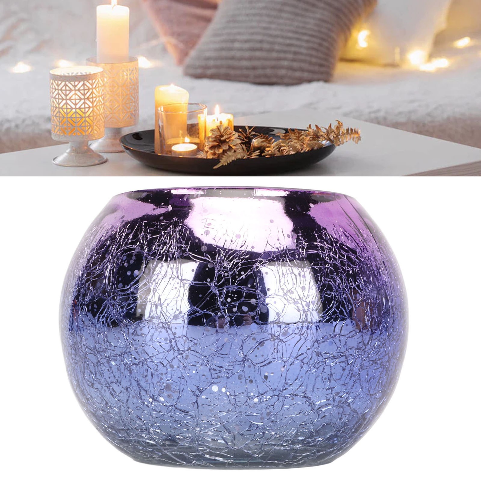 Tea Light Holder Attractive Handcrafted Glass Romantic Warm Decor For Living Roo