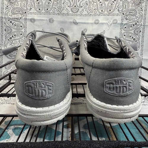 Authentic Men's Hey Dude Wally Stretch Canvas Loafers Comfort Light Grey Size 10 - Picture 5 of 10
