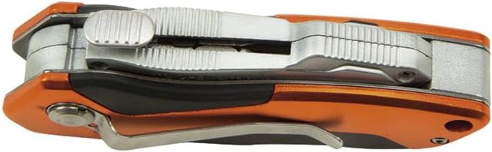 Utility Knife Auto Loading Folding Box Cutter with Three Blades and Pocket Clip