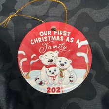 JJ3- 2021 Our 1st Christmas as a Family Ornament Double Sided Ceramic
