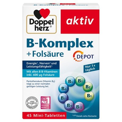 Doppelherz B-Komplex DEPOT mit Folsäure - B-Vitamine 13.7 g (1er Pack), Weiß
