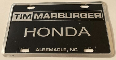 #ad Tim Marburger Honda Dealership Booster License Plate Albemarle North Carolina $34.99