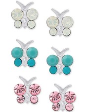 Lily Nily W1233 Girl's 3 Piece Set Crystal Butterfly Stud Earrings