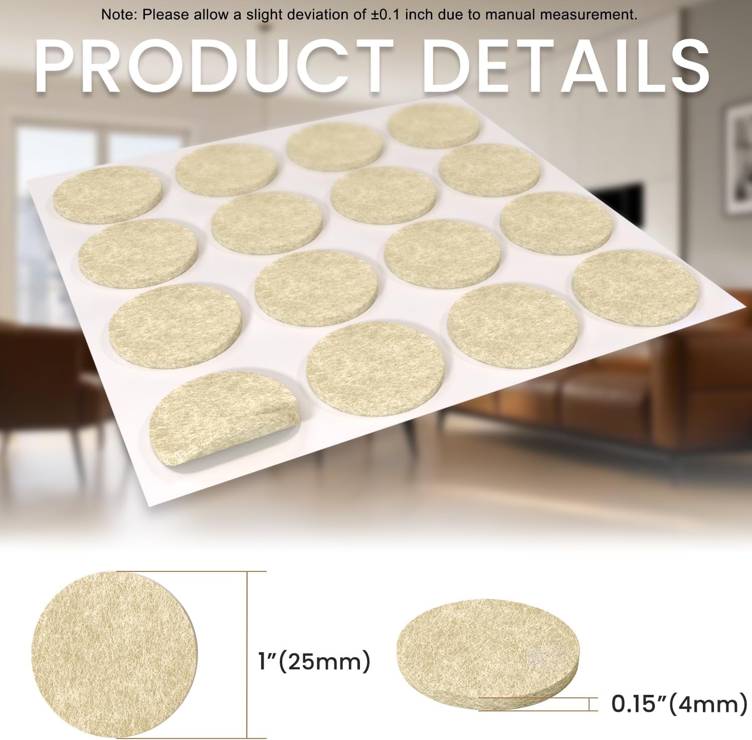 48 PCS Felt Furniture Pads for Chair Legs Floor Protectors Hardwood