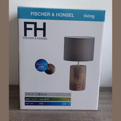 Tischlampe Lampe Leuchte Fischer&Honsel Malik Tischleuchte, Beton, 60 W