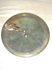  MID CENTURY OLIVE BRANCH PAL BELL JUDAISM BRASS COMPOTE PLATE TRAY ISRAEL 50'S