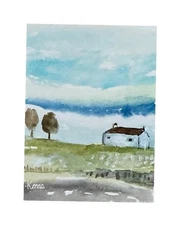 Aceo By Kenna Original Painting Art Cottage 2.5” X 3.5” Signed