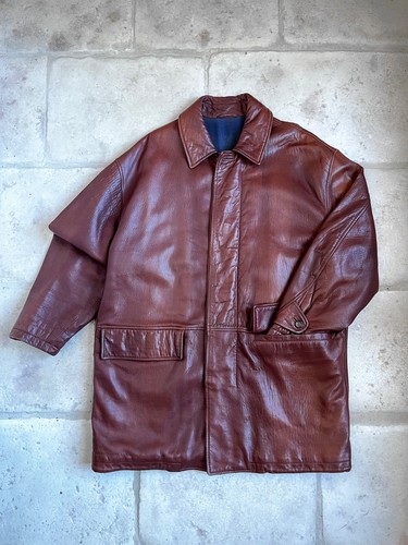 Hugo Boss, Vintage Hugo Boss Brown Leather Trench Coat Men’s Size 52 Made in Italy