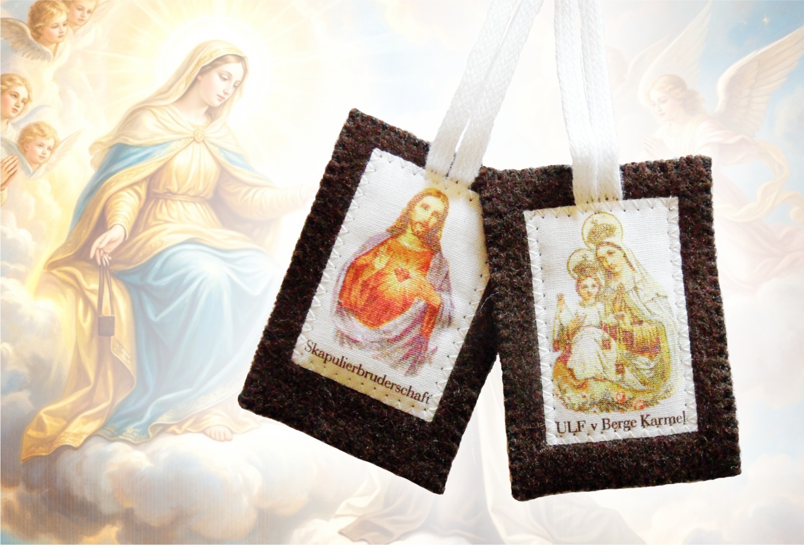 Neu + Original: braunes Skapulier v. Karmel, Marienweihe, stabil u. waschbar !