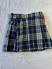 Justice Girls Skirt Faux Wrap Kilt Shirt Built In Short Size M10 NWT Blue Plaid