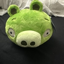 Angry Birds Medium Green Pig Head Soft Plush Toy 7”  2010 Commonwealth Rare NEW!