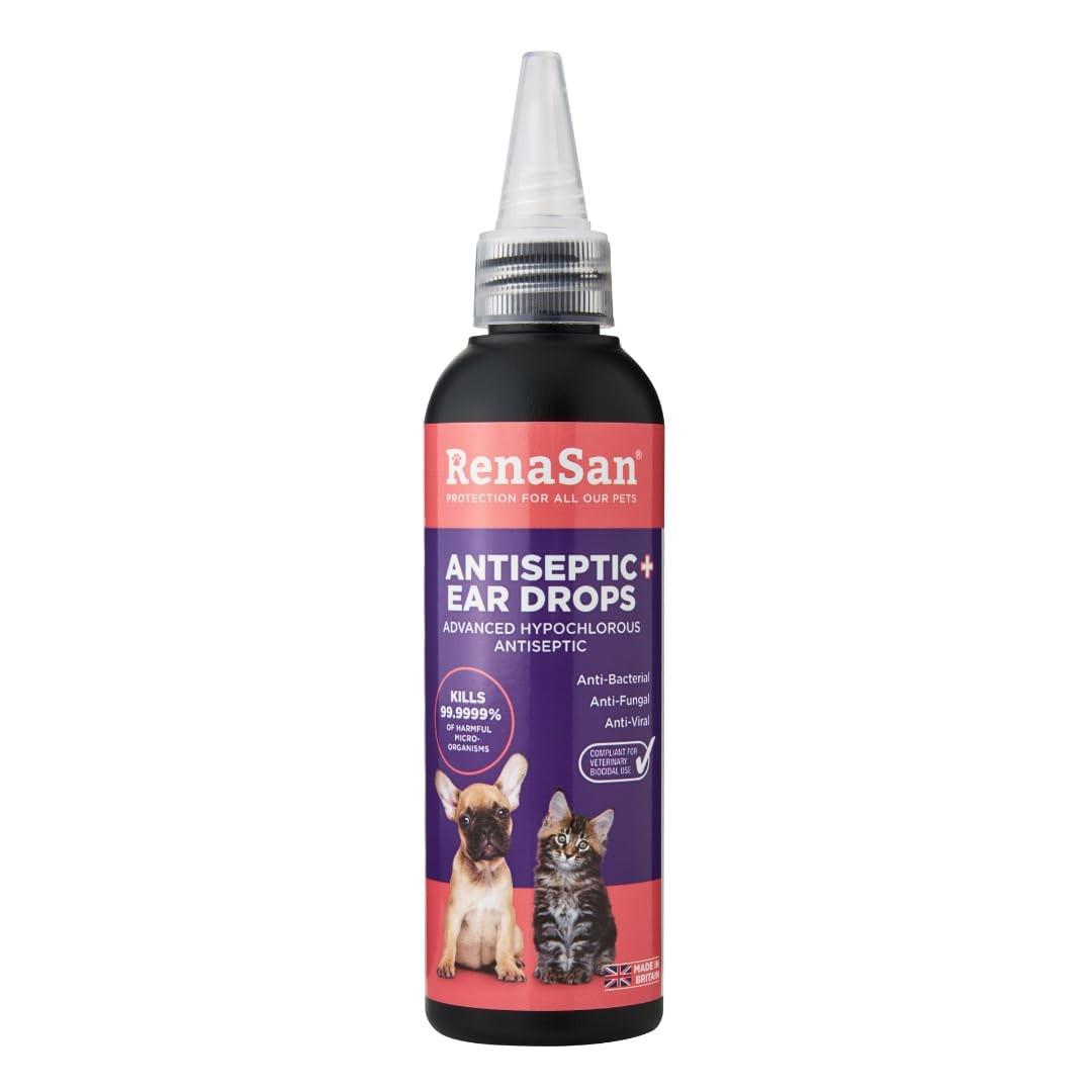 RenaSan Ear Drops for Pets Kills Bacteria & Yeast, Stops Odour & Irritation