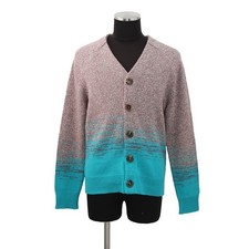HERMES Gradation Jacquard Cardigan Size S Cashmere100 Purple/Blue