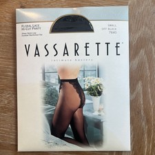 New Vtg Vassarette Floral Lace Hi-Cut Panty Hosiery Black Womens Small 7640