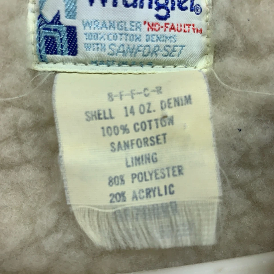 VTG Wrangler Sanford Set No Fault Sherpa Lined Denim Vest Men’s Small Cowboy - Image 4 of 4