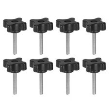 8pcs Star Knobs M5 x 30mm Metric Threaded Stud 32mm 4-Point Head Clamping Screws